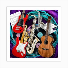 A Visually Striking Abstract Collage Of Different Instruments 3 (2) Art Print