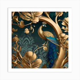 Gold Peacock 1 Art Print