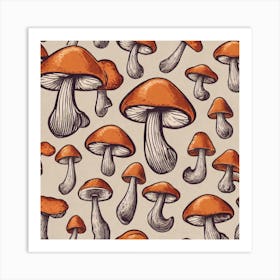 Mushroom Seamless Pattern 2 Art Print