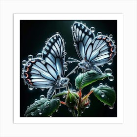 Two Butterflies With Water Droplets Art Print