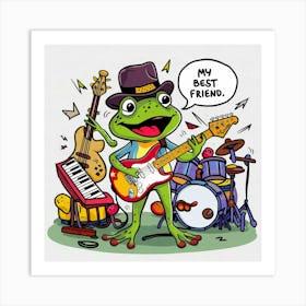 Frog With Guitar Art Print