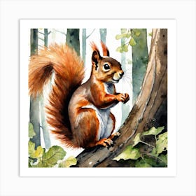 Red Squirrel In The Woods 4 Art Print