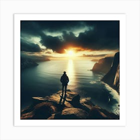 Alone on the Cliff Art Print