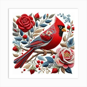 Cardinal Roses over White Art Print