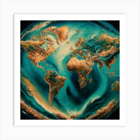 Earth Globe Art Print