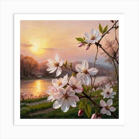 Blossoming Cherry Tree Breeze and Blaze Art Print