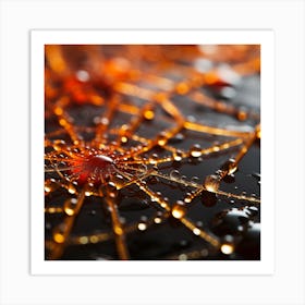 Spider Web With Water Droplets Art Print