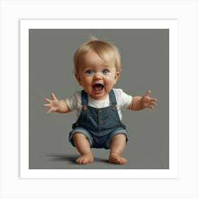 Default Trendy Baby Excited Drawing 3 Art Print