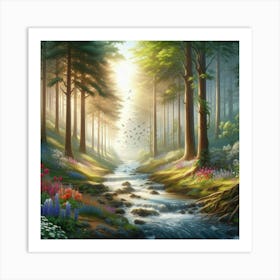 Stream In The Woods 4 Art Print