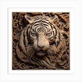 Tiger Carving 3 Art Print