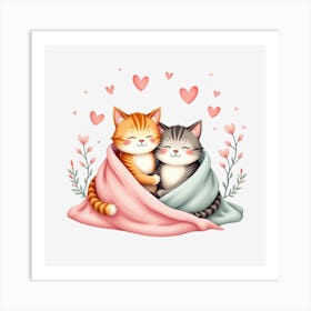 Valentine's Day Lovely Cat Couple2 Art Print