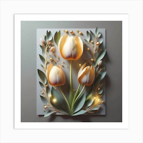 Decorated paper and tulip flower 10 Art Print