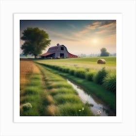 Peaceful Farm Meadow Landscape (48) Art Print