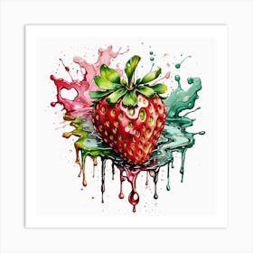 Colorful Strawberry Explosion Art Print