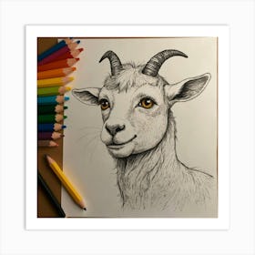 Goat Drawing 12 Art Print