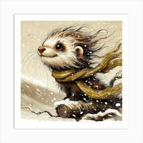 Squirrel In The Snow Art Print