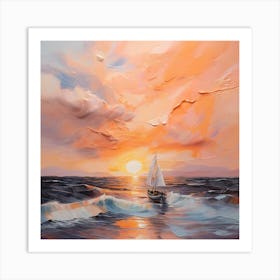 Sailboat At Sunset Art Print