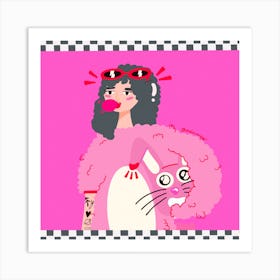 Pink Kawaii - Bunny Girl Art Print