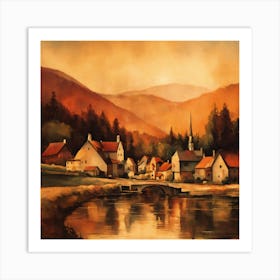 Village By The River Art Print