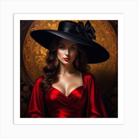 Beautiful Woman In A Hat 3 Art Print