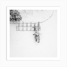 Winter White Bikes Square Art Print