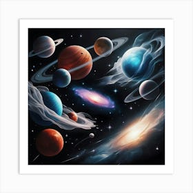 An Image Featuring Celestial Bodies In The Vastness Of Space Art Print