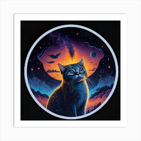 Cat Colored Sky (50) Art Print