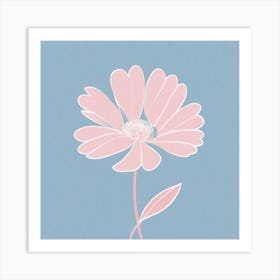 A White And Pink Flower In Minimalist Style Square Composition 84 Art Print