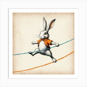 Rabbit On A Tightrope 1 Art Print