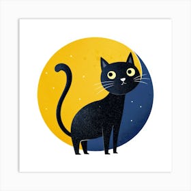 Black Cat On The Moon 1 Art Print