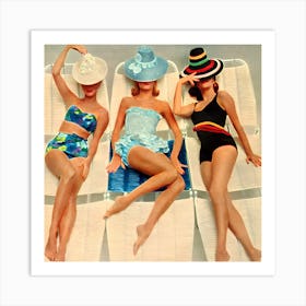 Three Women In Swimsuits Art Print