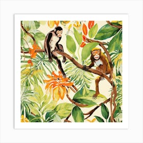 Monkeys In The Jungle 3 Art Print