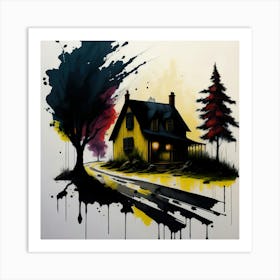 Colored House Ink Painting (46) Art Print