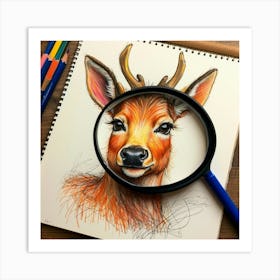 Deer With A Magnifying Glass 11 Art Print