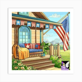 Patriotic Porch Art Print