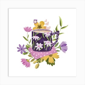 Mug Of Tea chic floral teacup illustration Art Print