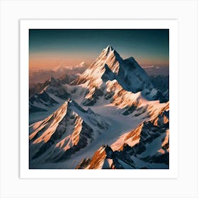 Mountain Ranges At Sunset Art Print