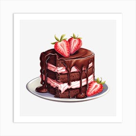 Chocolate Cake With Strawberries 11 Art Print