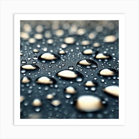 Raindrops On A Black Surface Art Print