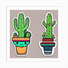 Cactus Stickers 2 Art Print