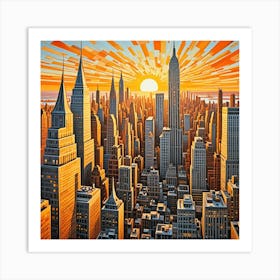 New York, USA Cubism Style Art Print