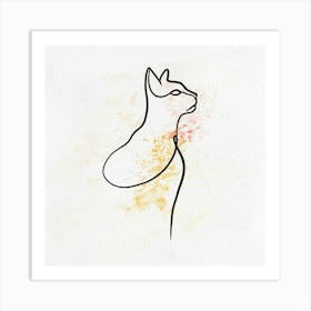 Cat Line Drawing Art Print