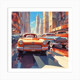 Classic Cars In The City Art Print