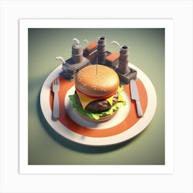 Burger On A Plate 72 Art Print