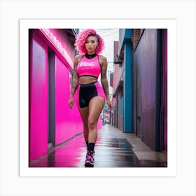 Girl With Pink Hairop Art Print