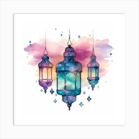 Watercolor Lanterns 1 Art Print