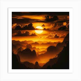 Sunset Over Mountains Art Print