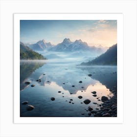 Lake between mountains Art Print