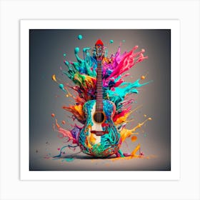 3D Guitar Art Print