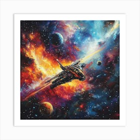 Spaceship In Space Art Art Print